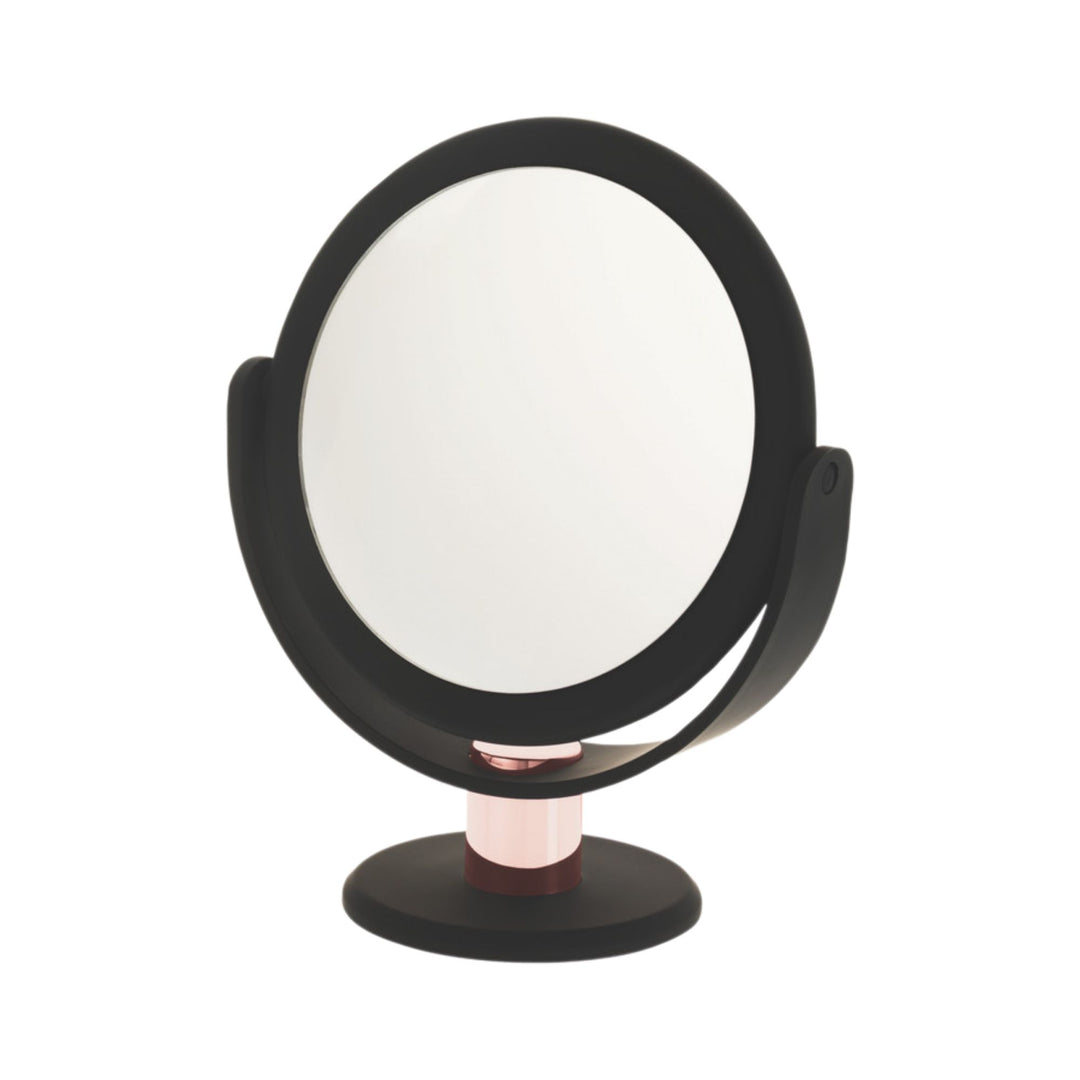 Danielle Black & Rose Gold Stem Vanity Mirror 10x Mag