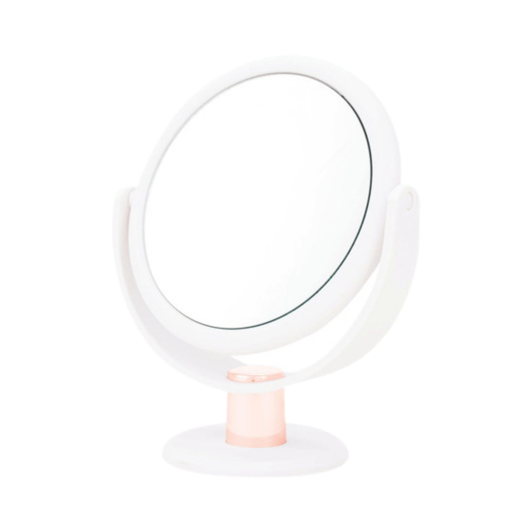 Danielle White & Rose Gold Stem Vanity Mirror 10x Mag