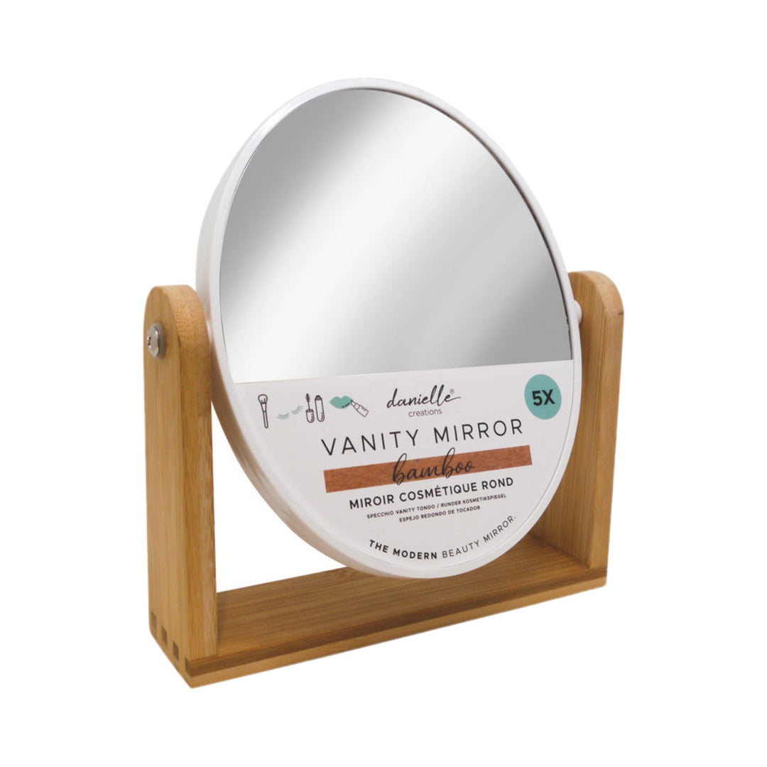 Danielle Midi Oval Bamboo Vanity Mirror - White 5x Mag