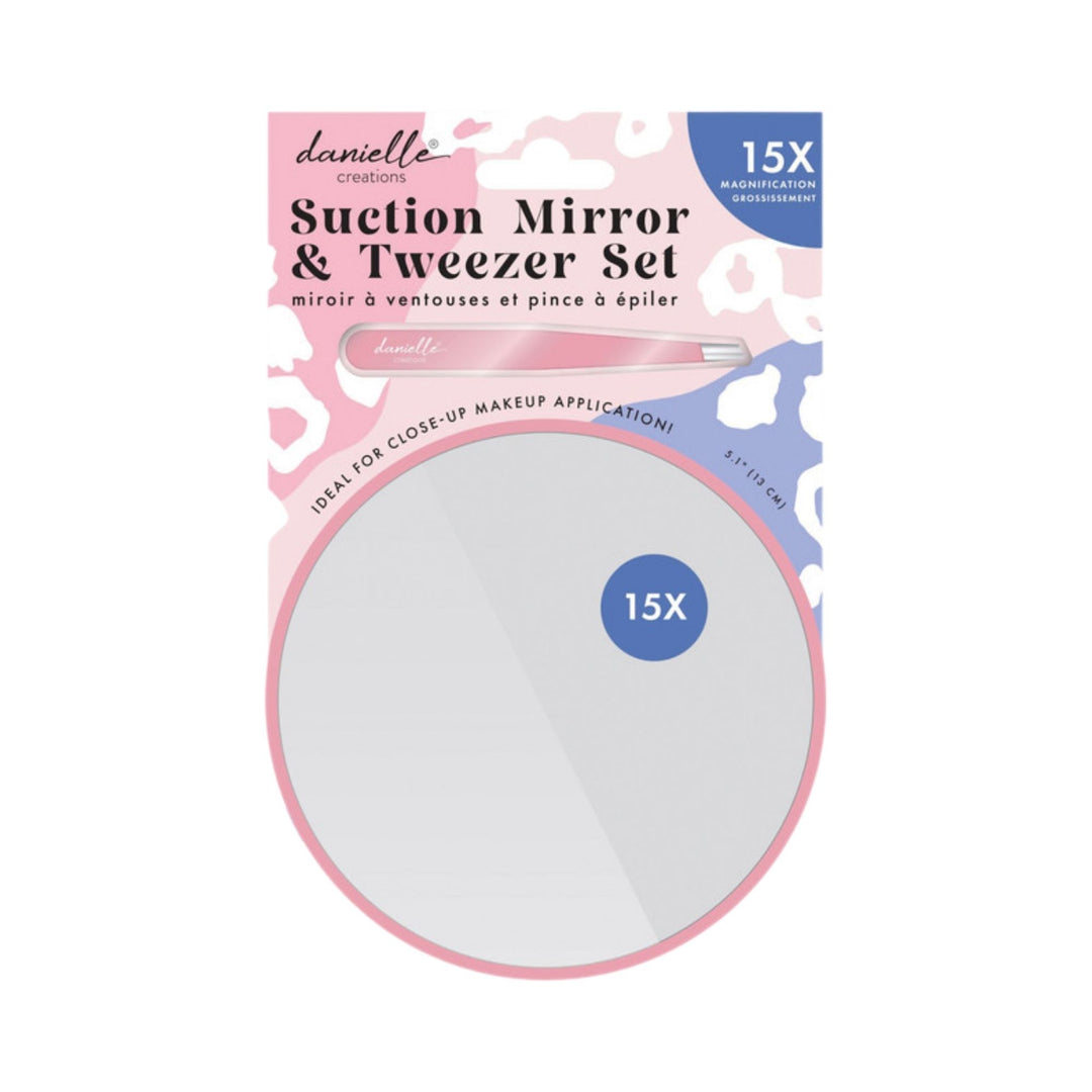 Danielle Creations Suction Mirror 3x Magnification & Tweezer Set