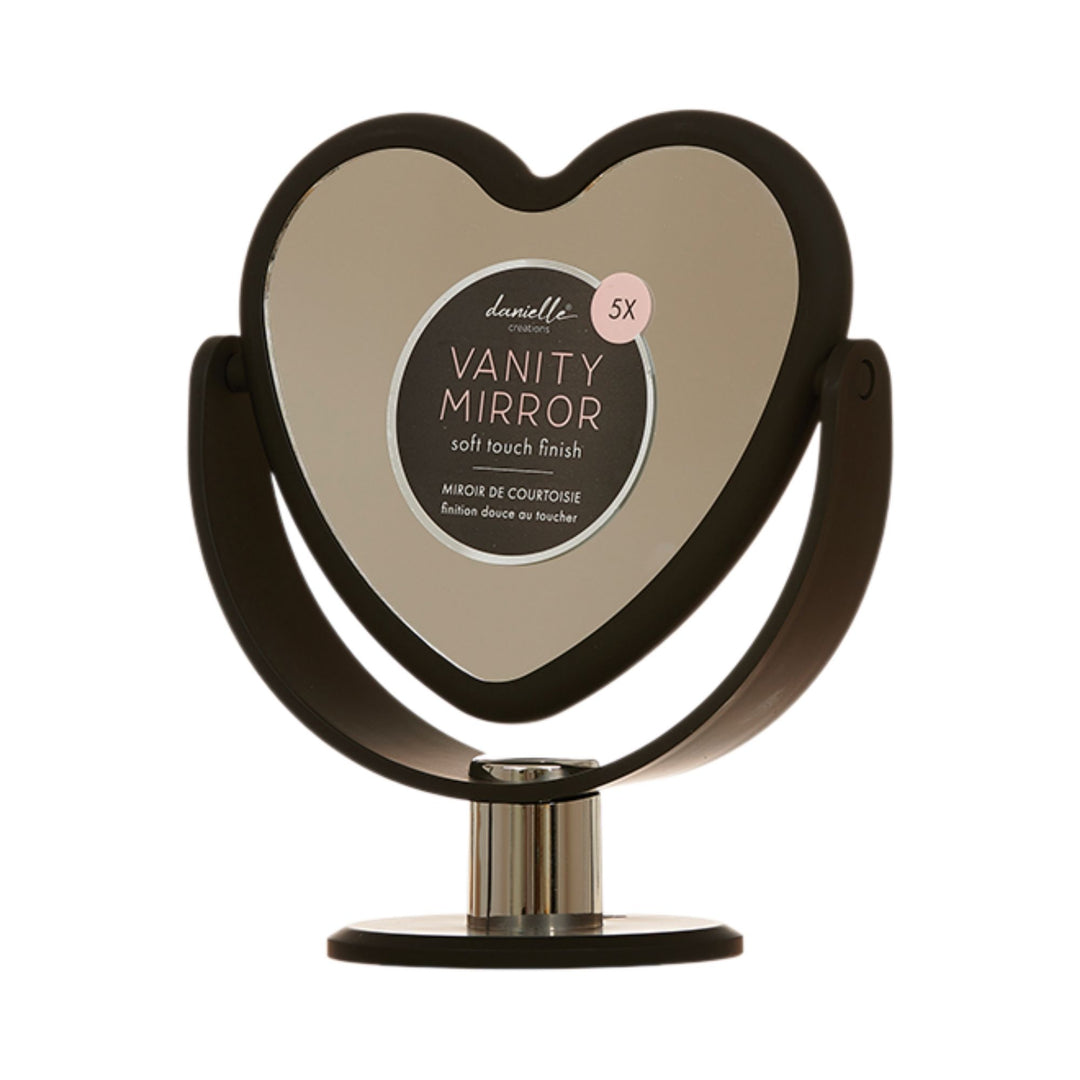 Danielle Heart Vanity Mirror - Black - 5x Mag