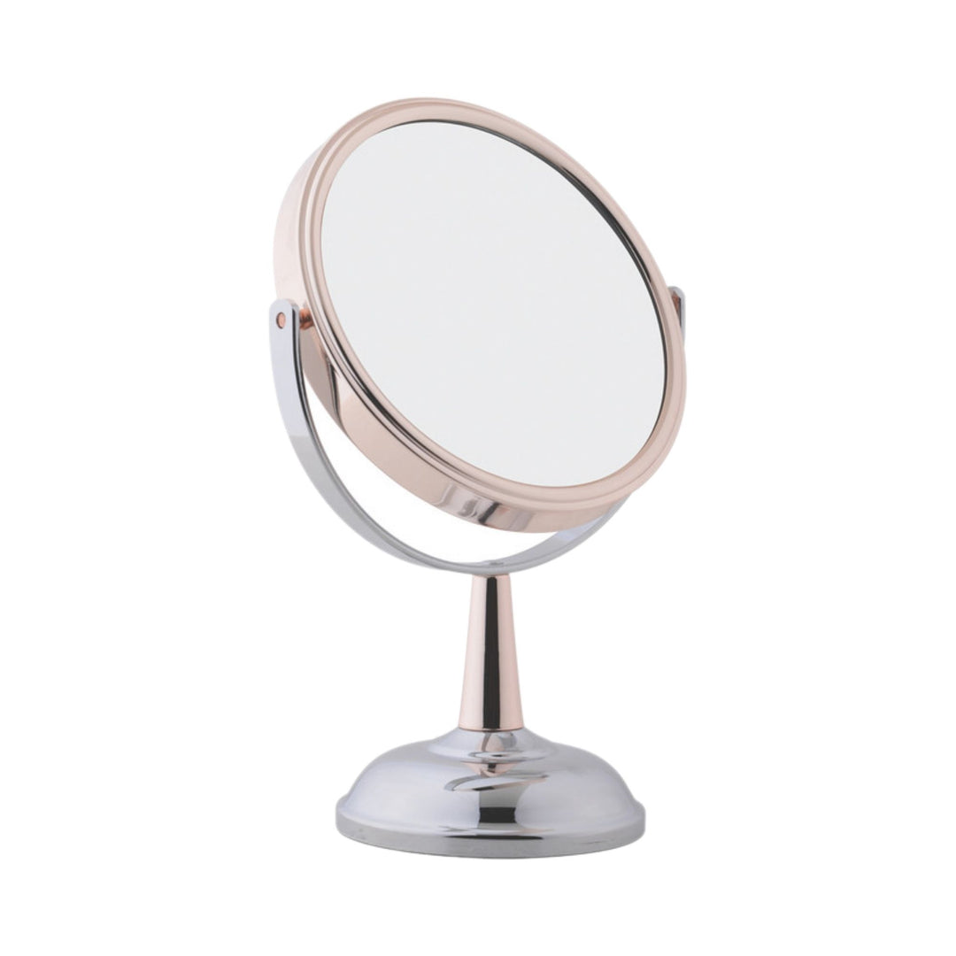 Danielle Mixed Metal Midi Mirror - Chrome & Rose Gold  5x Mag