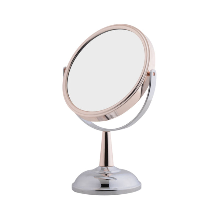 Danielle Mixed Metal Midi Mirror - Chrome & Rose Gold  5x Mag