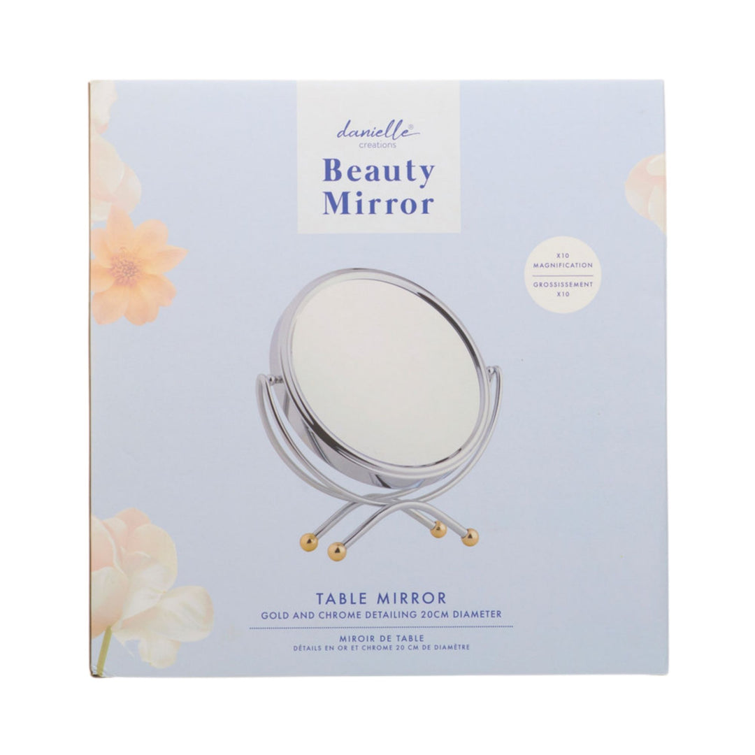 Danielle Chrome/Gold Table Mirror 10x Magnification (Boxed)