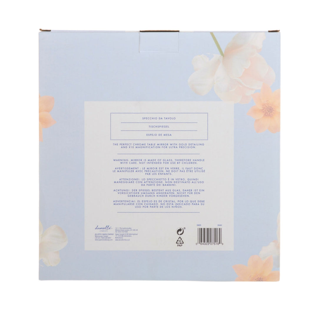 Danielle Chrome/Gold Table Mirror 10x Magnification (Boxed)