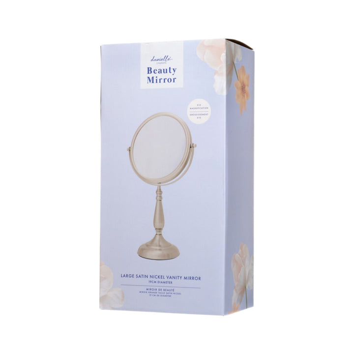 Danielle Large Satin Nickle Vanity Mirror  10x Mag (Boxed)
