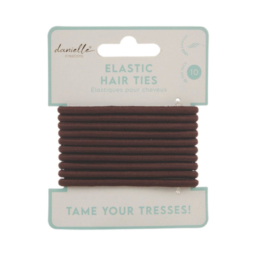 Danielle Elastic Hair Ties 10 pc -Brown