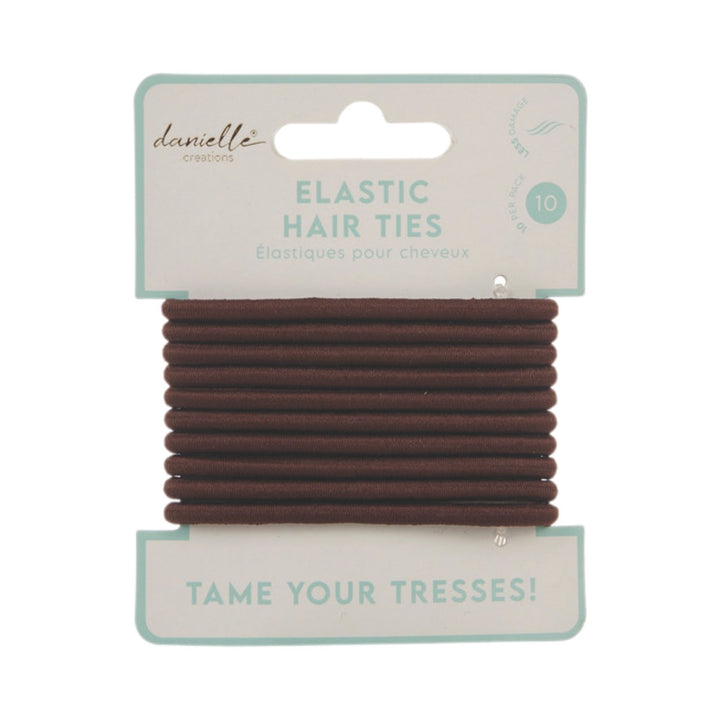 Danielle Elastic Hair Ties 10 pc -Brown
