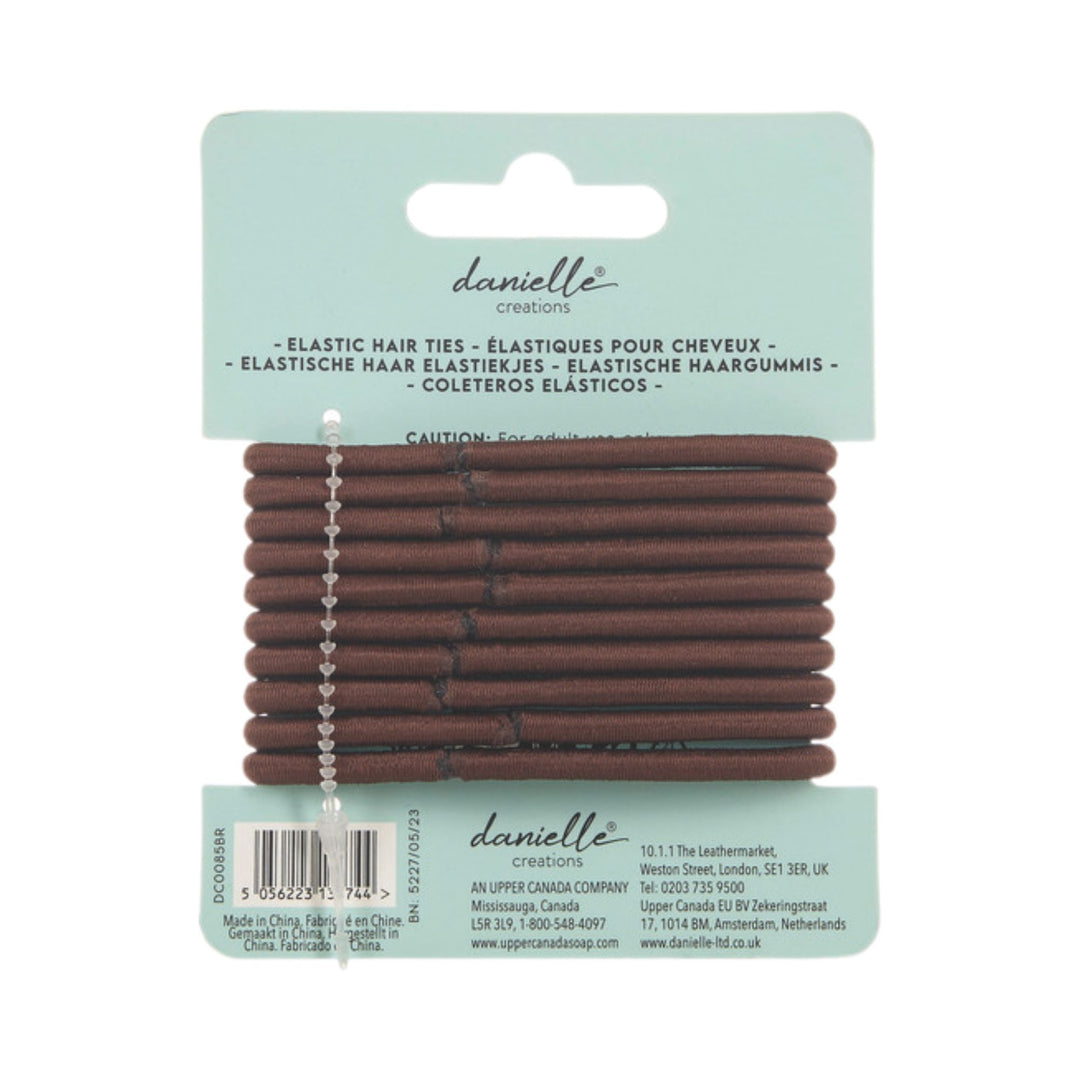 Danielle Elastic Hair Ties 10 pc -Brown