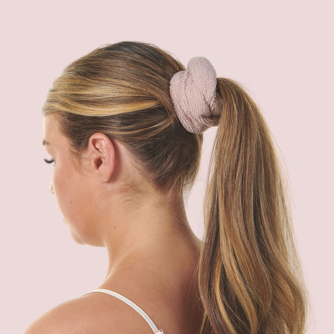 Microfibre Hair Scrunchie Pink & Cream