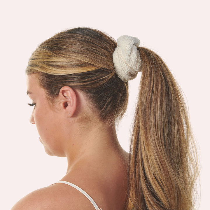 Microfibre Hair Scrunchie Pink & Cream