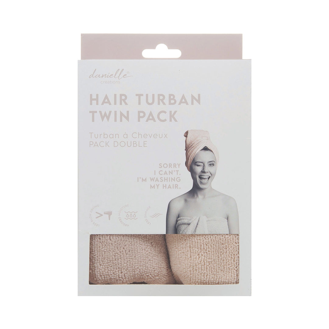 Hair Turban Twin Pack Grey & Cream