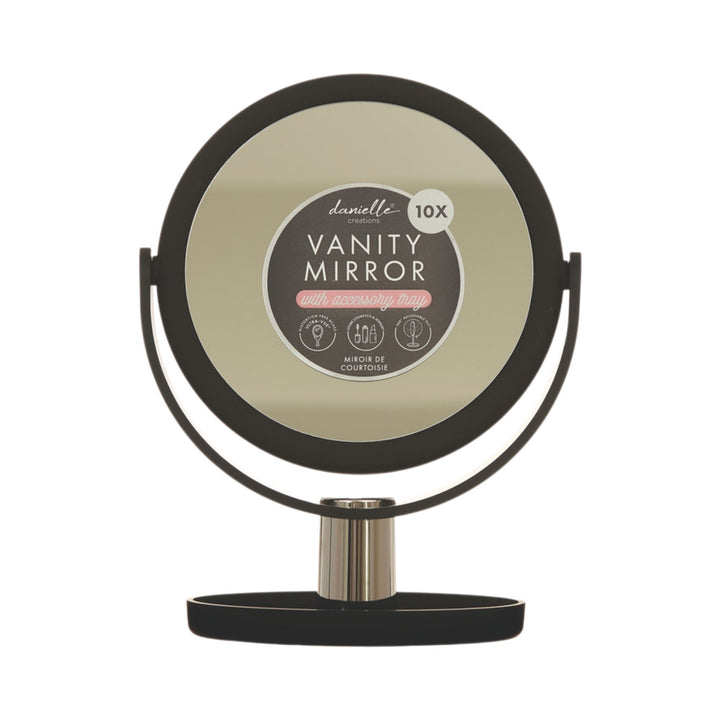 Danielle Soft Touch Vanity Mirror With Tray - Black 10x Mag