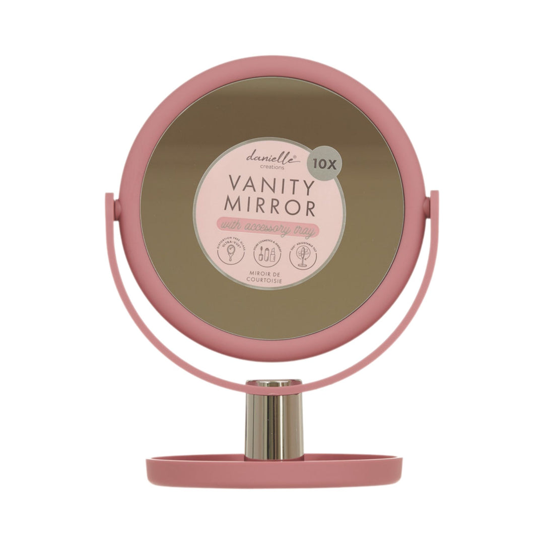 Danielle Soft Touch Vanity Mirror With Tray - Pink 10x Mag