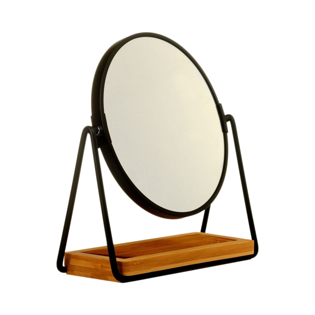 Danielle Bamboo Round Vanity Mirror - Black  5x Mag