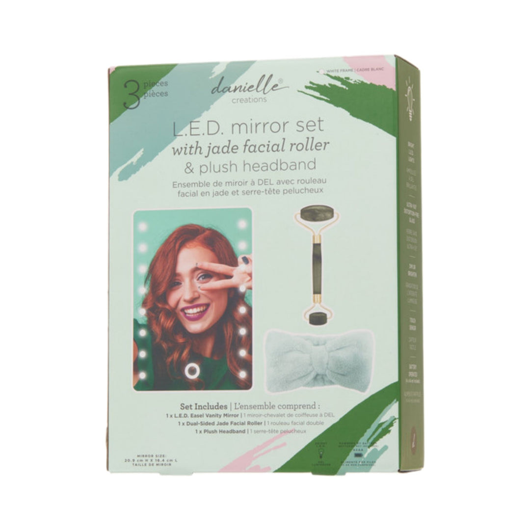 Danielle Led Mirror with Headband & Jade Roller Gift Set