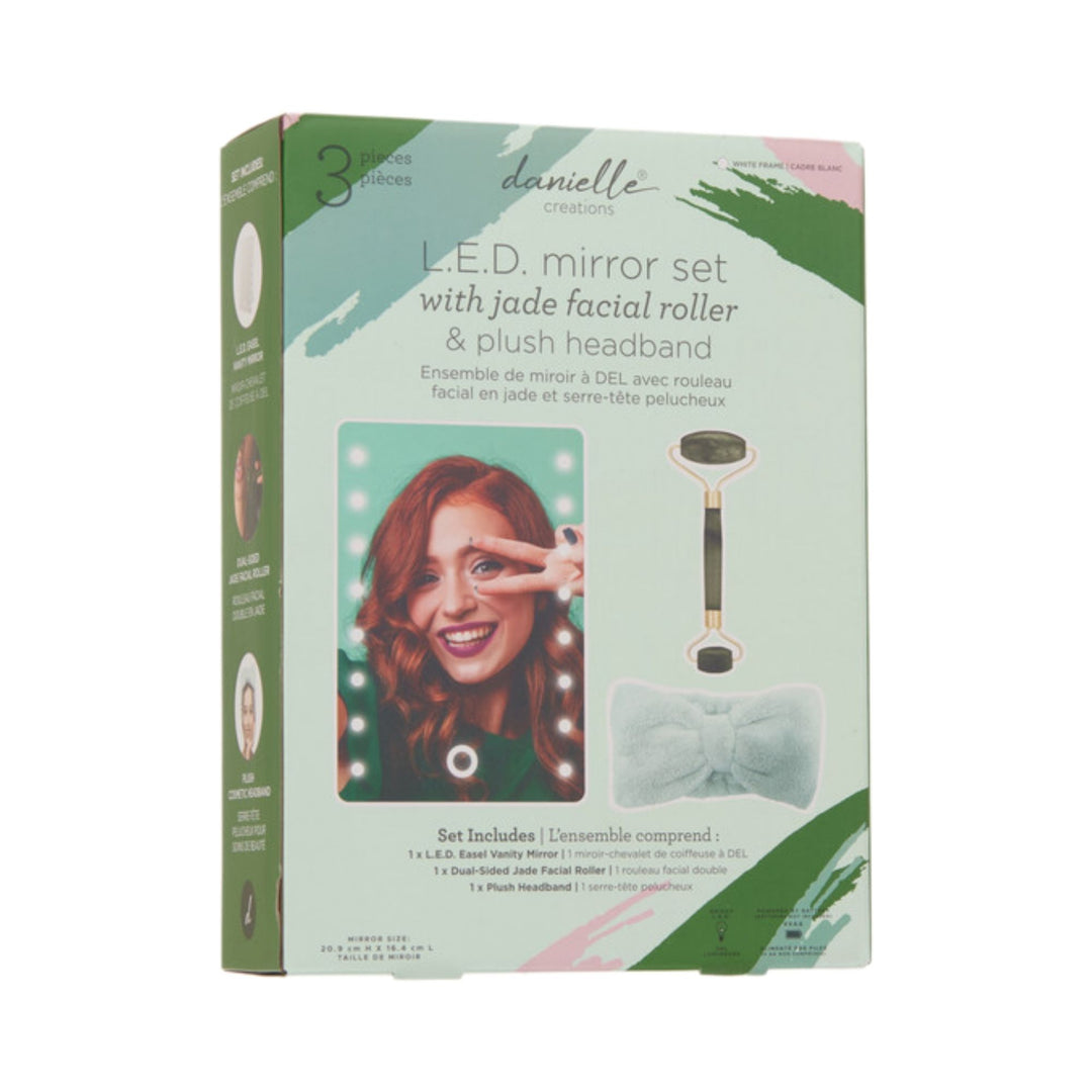 Danielle Led Mirror with Headband & Jade Roller Gift Set