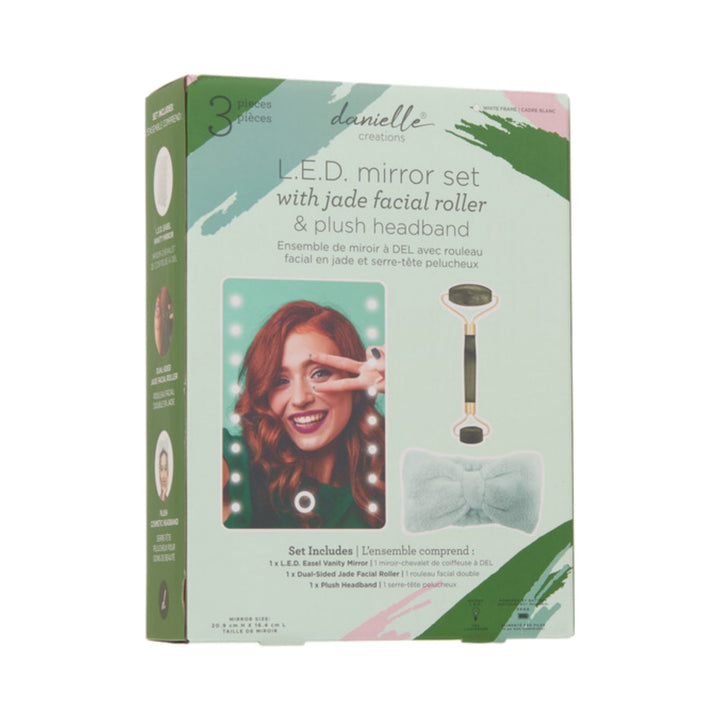 Danielle Led Mirror with Headband & Jade Roller Gift Set